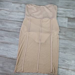 NWT PYT Sheer Strapless Corset Style Dress with Bodysuit